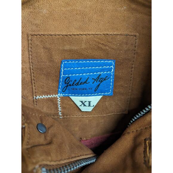 Gilded Age Mens Wild Suede Leather Jacket Old Camel Brown Suede Size XL - Picture 3 of 8